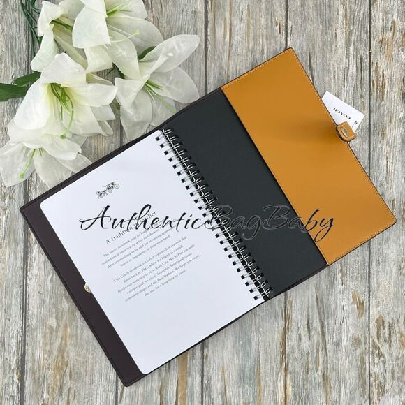 Authentic Coach Floral Print Notebook Leather Walnut Yellow Bag Purse - Picture 4 of 7